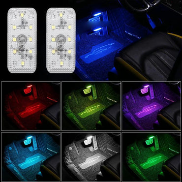 Car LED Lights Interior Magnetic Auto Interior lighting USB Rechargeable Portable LED Lights Car Night Reading Car Ambient Lighting 7 Colors (Random color)