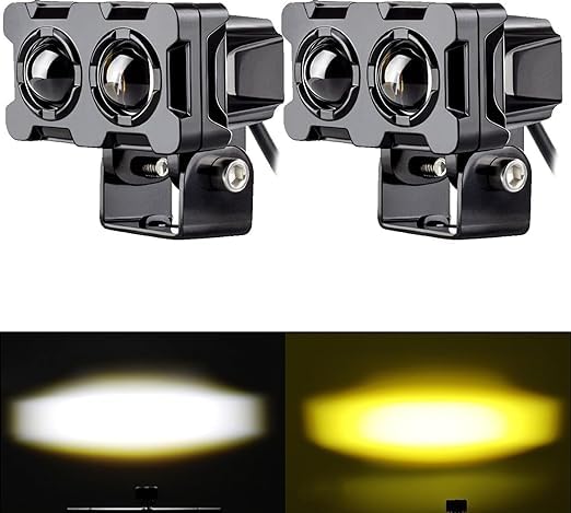 Motorcycle Robot Dual Colour LED Work & Driving Lights – 5000K–6500K Two-Color External Headlights / Fog Lamp - Pack Of 01