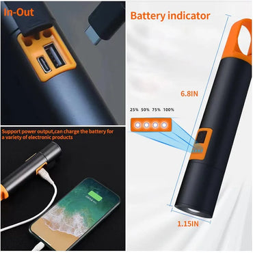 L-S18 Glare Rechargeable Type-C LED Flashlight With Power Bank – USB Input/Output, Digital Display, Emergency Torch & Phone Charger for Outdoor & Home Use