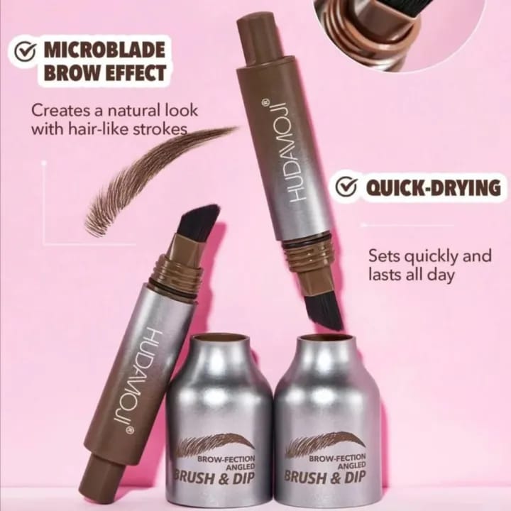 Huxibeauty Brow Fection Angled Brush And Dip Liquid Eyebrow Gel Pen For Daily Makeup Needs - Black