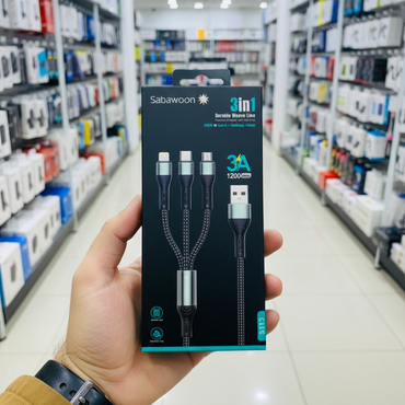 Sabawoon S113 3‑in‑1 Cable | 3A Fast Charging | Original Quality