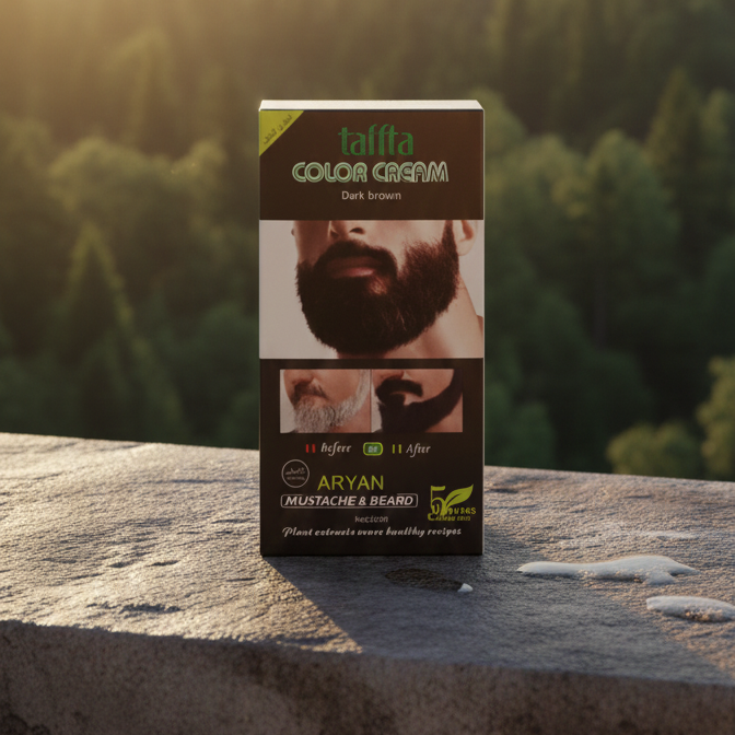 Aryan Mustache & Beard Color Cream (Dark Brown) – 5-Minute Instant Grey Coverage with Plant Extracts