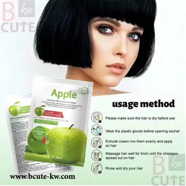 Apple Ammonia-Free Black Hair Shampoo (30ml x 10 Sachets) black