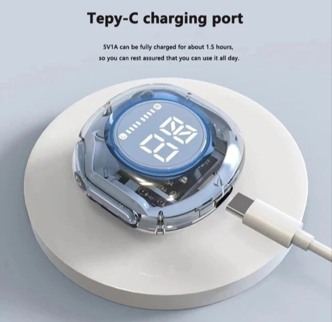 Air 39 Wireless Earbuds | Bluetooth 5.3 | Digital Display | Stereo Sound | Portable Charging Case | Random Color