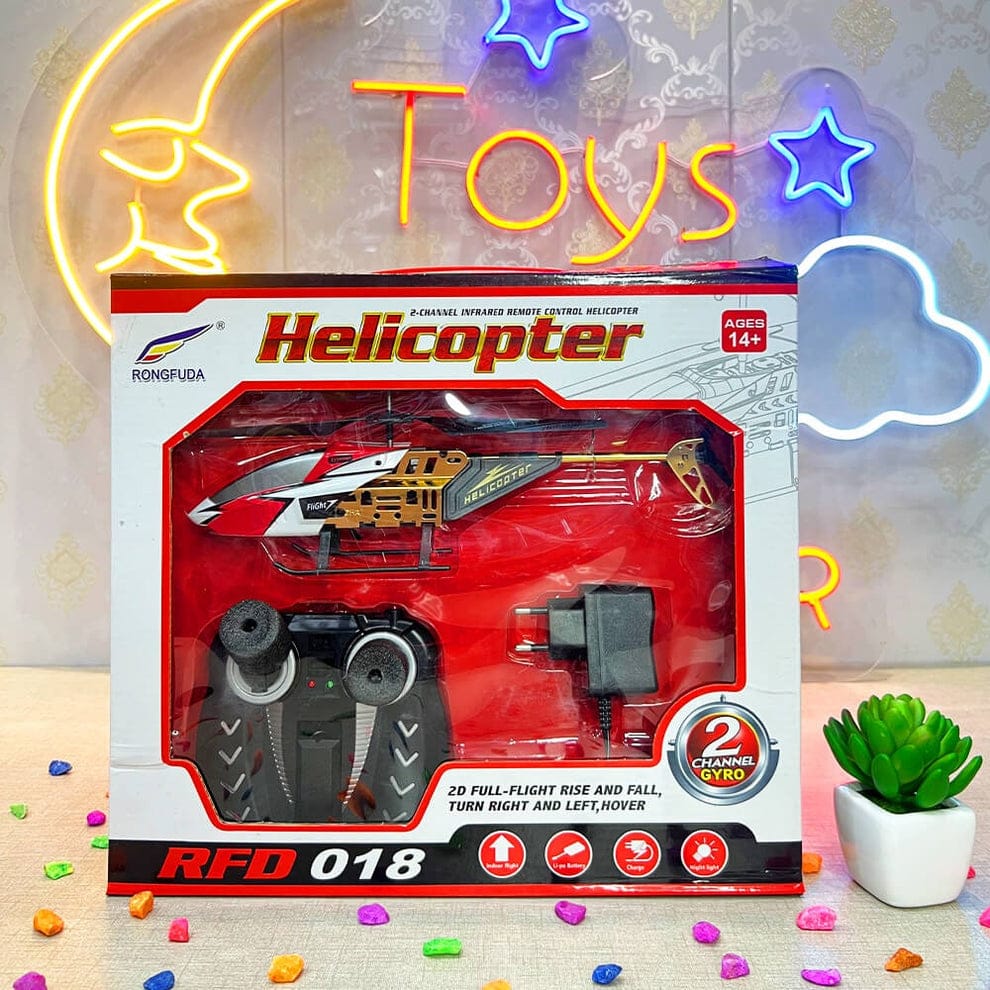 Remote Control Helicopter RFD‑018 | 2D Full Flight | Rechargeable Li‑Po Battery | Night Light Feature (Random Colour)