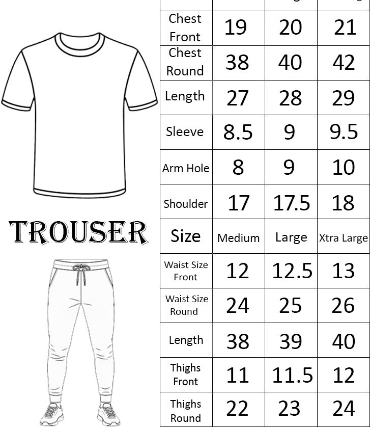 Round neck, half-sleeve casual T-shirt with matching trouser. Trendy, comfortable aur gym, jogging aur daily wear ke liye perfect choice -BLACK- L