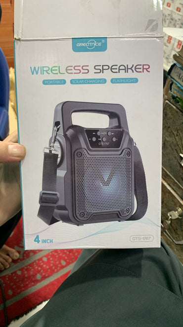 GTS‑1767 Solar Wireless Bluetooth Speaker | MP3, FM Radio, SD Card, USB | LED Flashlight Portable