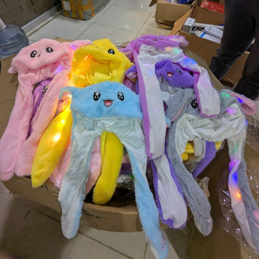 Bunny Caps: Winter Plush Ear Muffs & Ear Warmers with LED Lights (Random Colour)