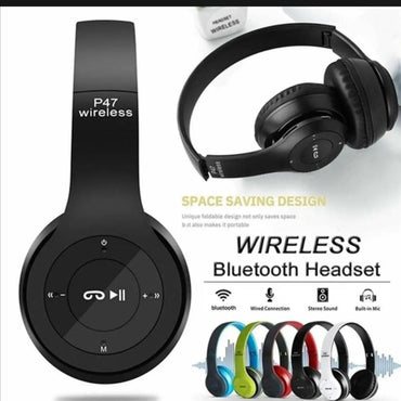 Long Listening Battery Fast Charging Wireless Bluetooth 5.1 Headphones – P47 Model | Random Color