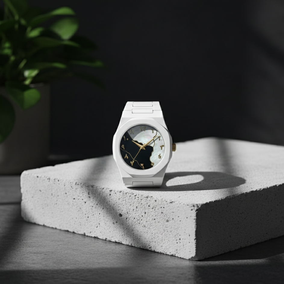 White Aura Watch | Elegant Design | Durable Build | Waterproof | Comfortable Strap | With Box