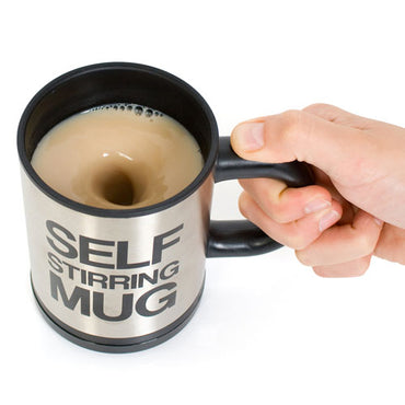 Self Stirring Mug – Automatic Stainless Steel Coffee Mug 350ml | Battery Operated Mixing Cup with Travel Lid Random colours