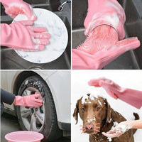 Silicone Washing Full Finger Gloves - For Home (Random Colors)