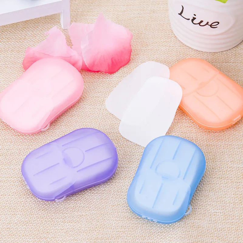 Portable Outdoor Travel Soap Paper Washing Hand Bath Clean Scented Slice Sheets Disposable Boxes Soap Mini Paper Soap - Each
