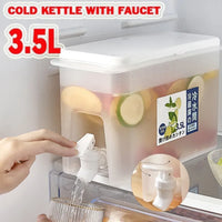 3.5Ltr Cooler Water Bottle Container For Kitchen SPACE-SAVING Cold Kettle with Faucet