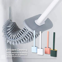 Toilet Brush Silicone Brush Toilet with Quick Drying Holder (Random Color)