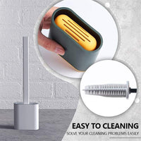 Toilet Brush Silicone Brush Toilet with Quick Drying Holder (Random Color)