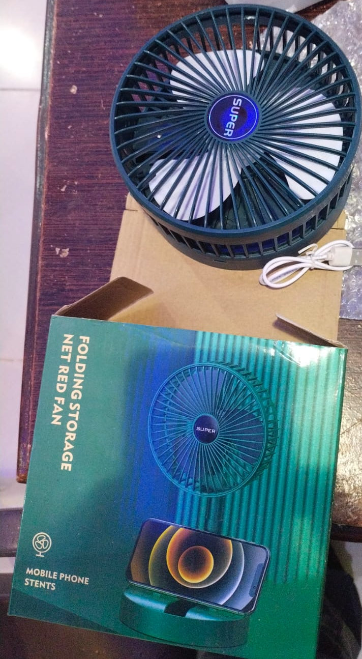 Folding Telescopic Floor Fan 3 Gears Summer Silent Desktop Retractable Fan for Office Bedroom School USB Rechargeable Ventilator