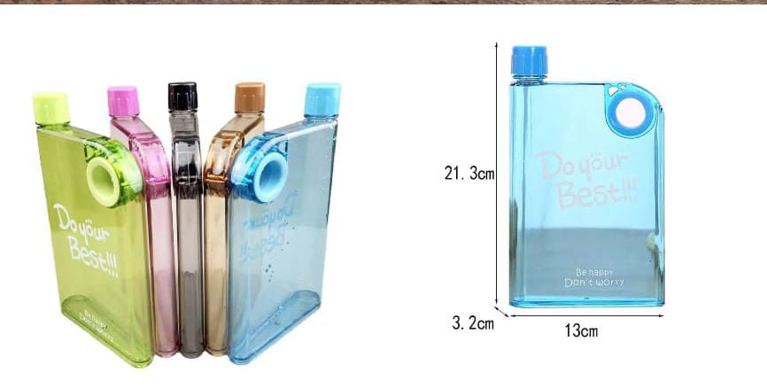 Ultra Slim Notebook Style Water Bottle - 1 Pc (Random Color)
