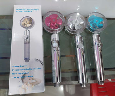 Pressurized Shower Head Turbine Shower Accessories One Piece Water Stop(random color)