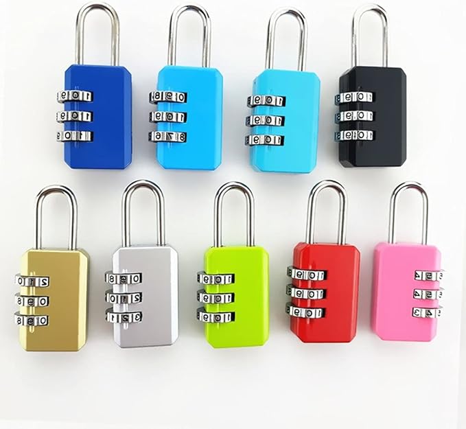 Greatangle-UK 3 Digit Code Combination Padlock For Luggage Combination Number Lock Padlock For Zipper Bag Suitcase Drawer Durable Locks black