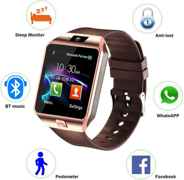 DZ09 Bluetooth Smartwatch,Touchscreen Wrist Smart Phone Watch Sports Fitness Tracker with SIM SD Card Slot Camera (black)