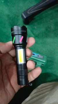 USB Charging XPE+COB LED Flashlight Lamp Torch With Clip Three Mode Zoomable Lamp Built in Battery with Box