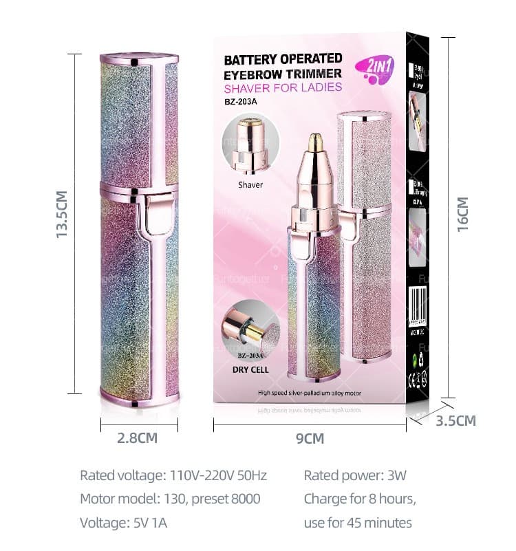 Electric Eyebrow Trimmer and Shaver, Rechargeable Flawless Hair Remover 2 in 1 Hair Remover Trimmer For Women, Electric Flawless Facial Machine Razor