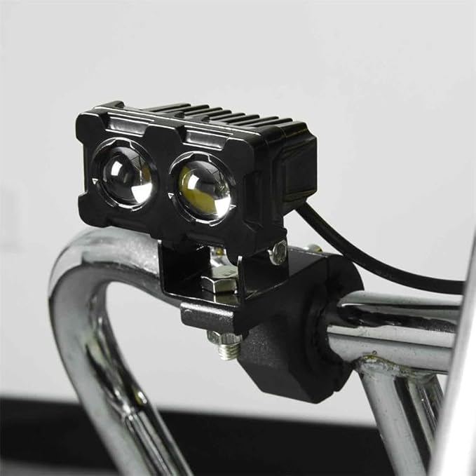 Motorcycle Robot Dual Colour LED Work & Driving Lights – 5000K–6500K Two-Color External Headlights / Fog Lamp - Pack Of 01