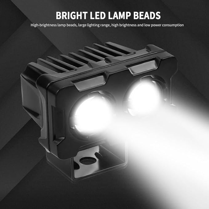 Motorcycle Robot Dual Colour LED Work & Driving Lights – 5000K–6500K Two-Color External Headlights / Fog Lamp - Pack Of 01