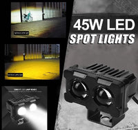 Motorcycle Robot Dual Colour LED Work & Driving Lights – 5000K–6500K Two-Color External Headlights / Fog Lamp - Pack Of 01