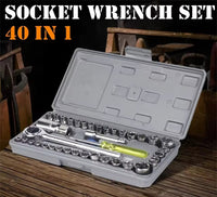 Aiwa 40-Piece Socket Wrench Tool Kit with Screwdrivers and Socket Set – Durable Hand Tool Set for Home, Auto Repair, and Mechanical Use – Compact Storage Case Included