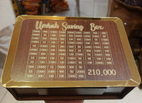 Umrah Saving Box - Box For Umrah Saving | Umrah Saving Box - Best Quality Umrah Saving Box - Umrah Saving Box Dark Brown, Wooden Money Box for Umrah - 210,000