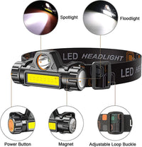 Rechargeable High Power LED Headlamp – Waterproof Headlight with Adjustable Brightness, Magnetic Side & Ergonomic Strap for Camping, Hiking, Fishing & Outdoor Use