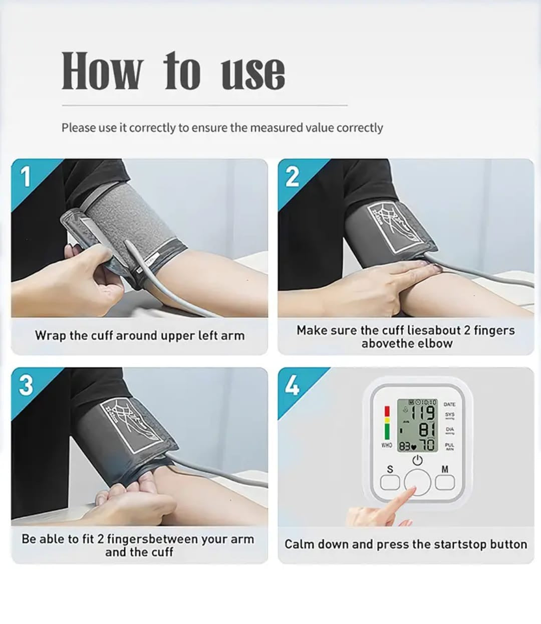 Digital Blood Pressure Monitor – Fully Automatic Upper Arm BP Machine with Heart Rate Detection, Accurate Readings, Easy-to-Use Home Health Device (Without Cell)