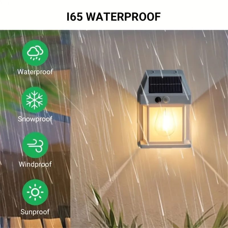 Solar Tungsten Filament Lamp Outdoor Waterproof Intelligent Induction Wall Lamp Courtyard Garden Villa Lighting