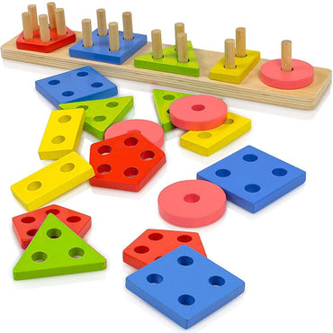 Lewo Wooden Puzzle Toddler Toys Shapes
