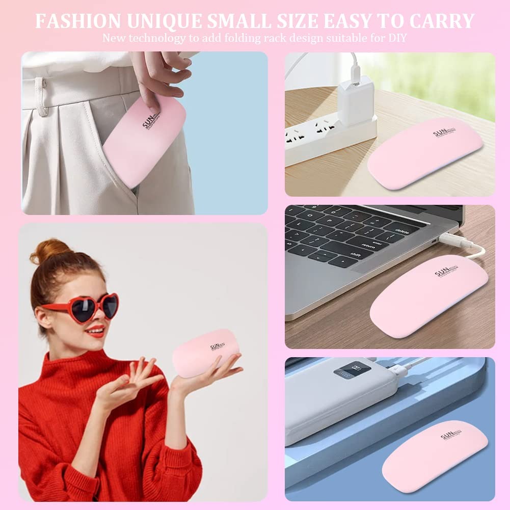 UV Led Lamp For Nails 6W Nail Lamp Light With Timer Mini Portable Nail Dryer Usb Gel Nail Polish Lamp For Nail Art Design At Home Random Color