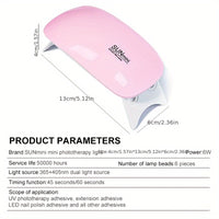 UV Led Lamp For Nails 6W Nail Lamp Light With Timer Mini Portable Nail Dryer Usb Gel Nail Polish Lamp For Nail Art Design At Home Random Color