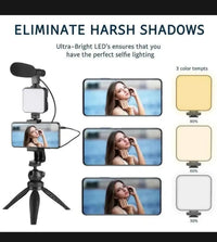 AY-49 Vlogger Kit | Microphone, LED Fill Light, Mini Tripod & Mobile Holder with Remote – Complete Video Making Set for Vlogging