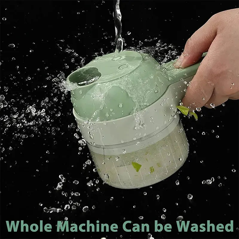 Rechargeable 4 In 1 Electric Vegetable Cutter With Multi-Function Slicer, Chopper, Grinder And Peeler For Fast Kitchen Preparation (Random Color)