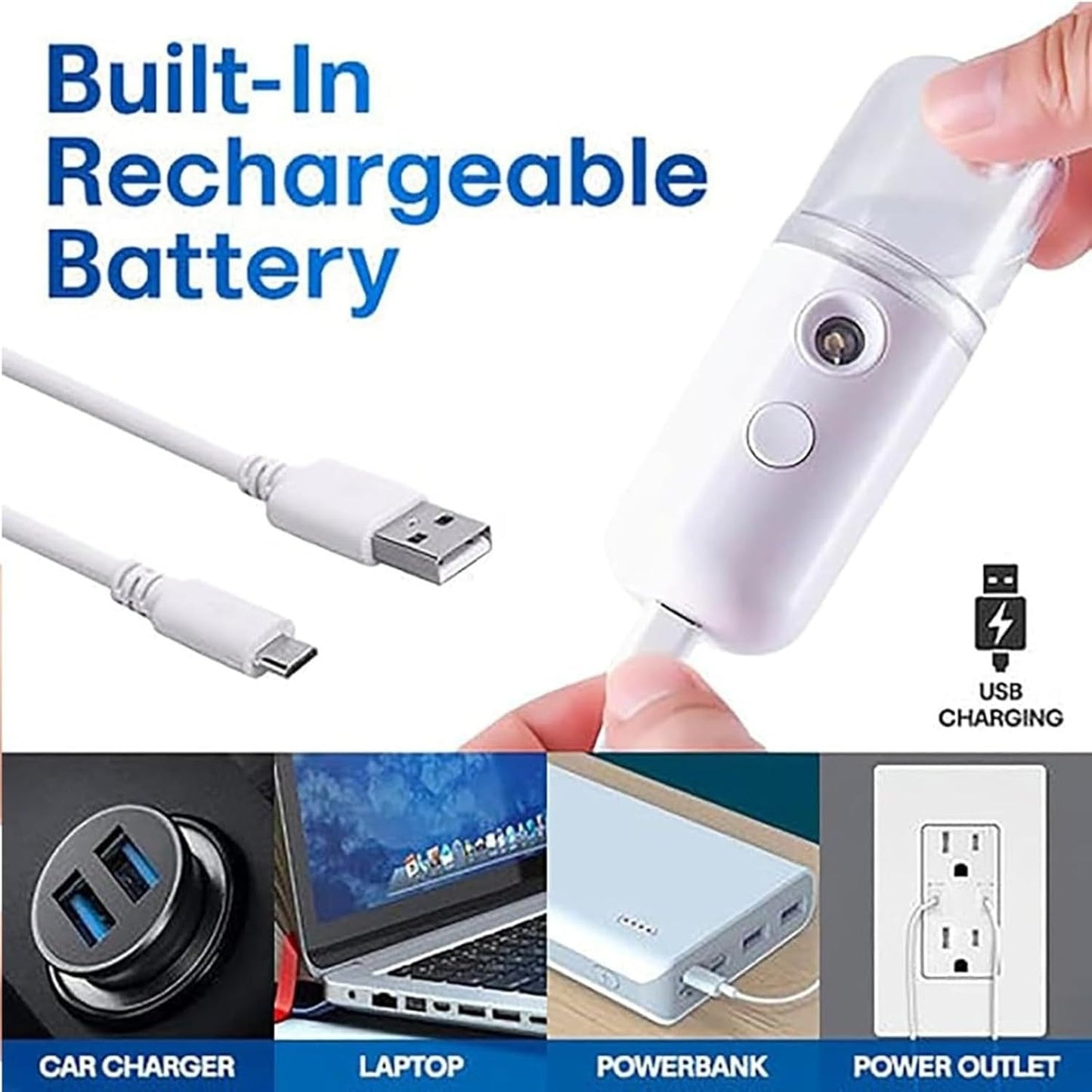 Portable Nano Facial Mist Sprayer – Hydrating Ionic Facial Steamer for Instant Skin Moisture, Glow & Refreshing Mist | USB Rechargeable