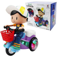 Musical Stunt Tricycle Toy Bike for Kids with 360° Rotation, 3D Flashing Lights, Music & Bump and Go Action