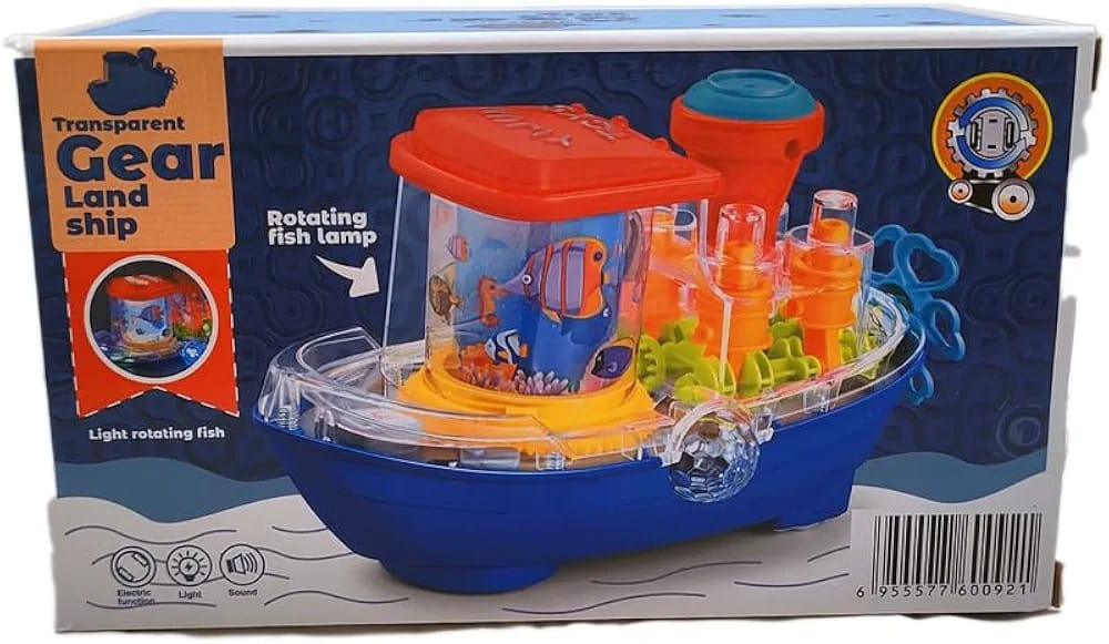 Gear Ship Bump and Go Toy for Kids with 3D Lights, Music & Automatic Action Play