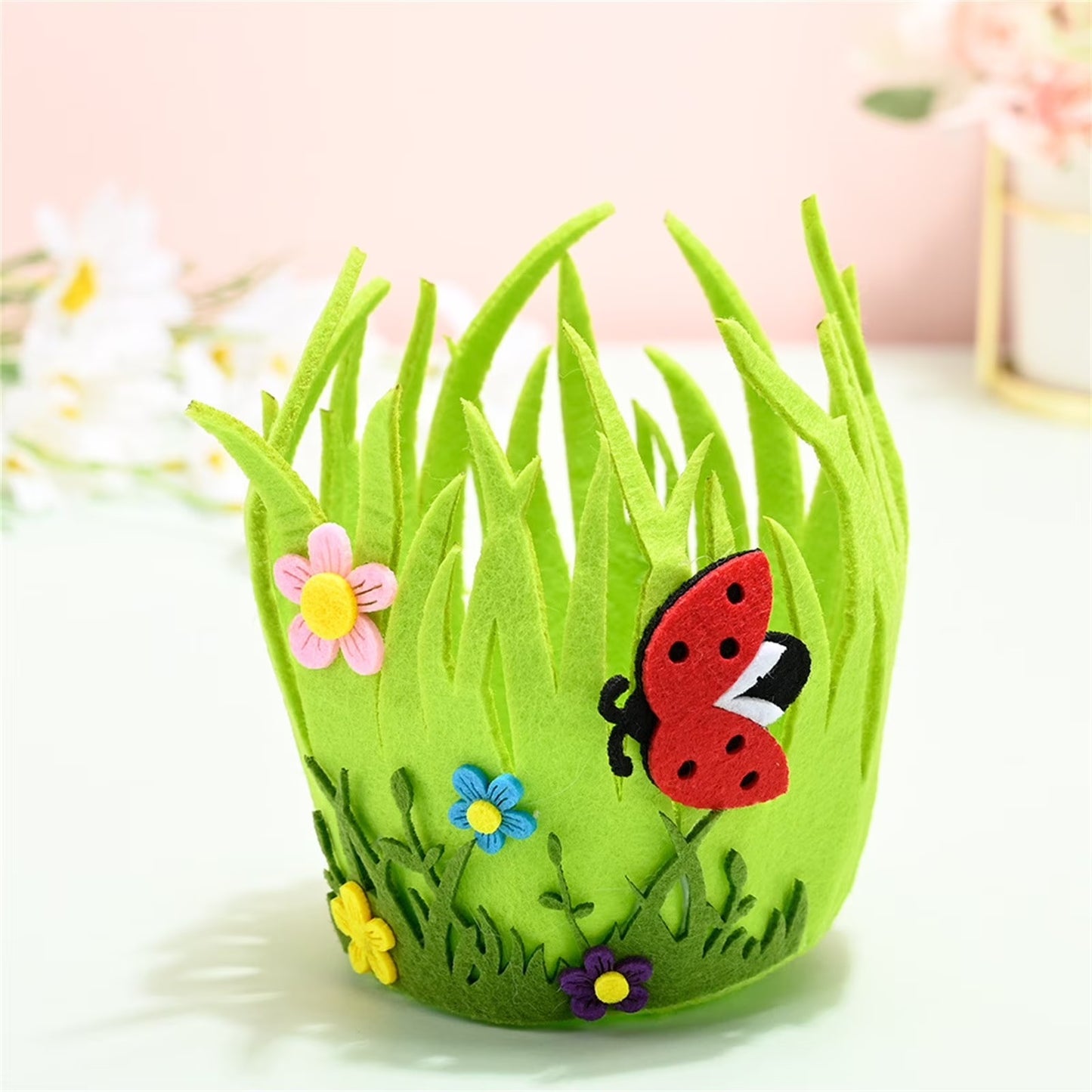 Easter Baskets – Portable Round Non-Woven Buckets for Kids & Adults | Small Woven Party & Birthday Decoration Supplies