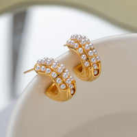 ZJX-169 Pearl Bali – Elegant Korean Style Earrings-Golden