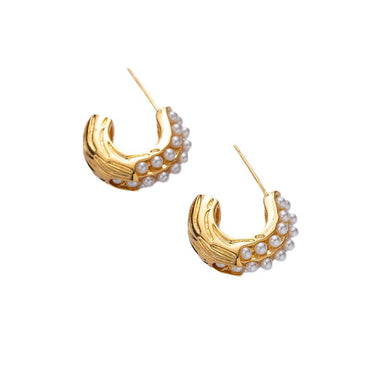 ZJX-169 Pearl Bali – Elegant Korean Style Earrings-Golden
