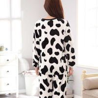 White Cow Printed Tracksuit Stylish Design Smooth Comfort Easy Wear Durable Stitching - Large