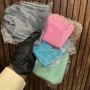 1 Pair Silicone Dishwashing Gloves Durable Quality Comfortable Grip Reliable Performance Easy Cleaning (Random Color)