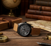 Men's Aviator-Inspired Textured Dial Watch(black)