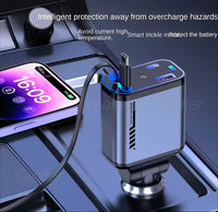 C6 4 In 1 Multi Functional Car Charger Fast Charging With Star Light Providing Durable Quality - 20 Watt